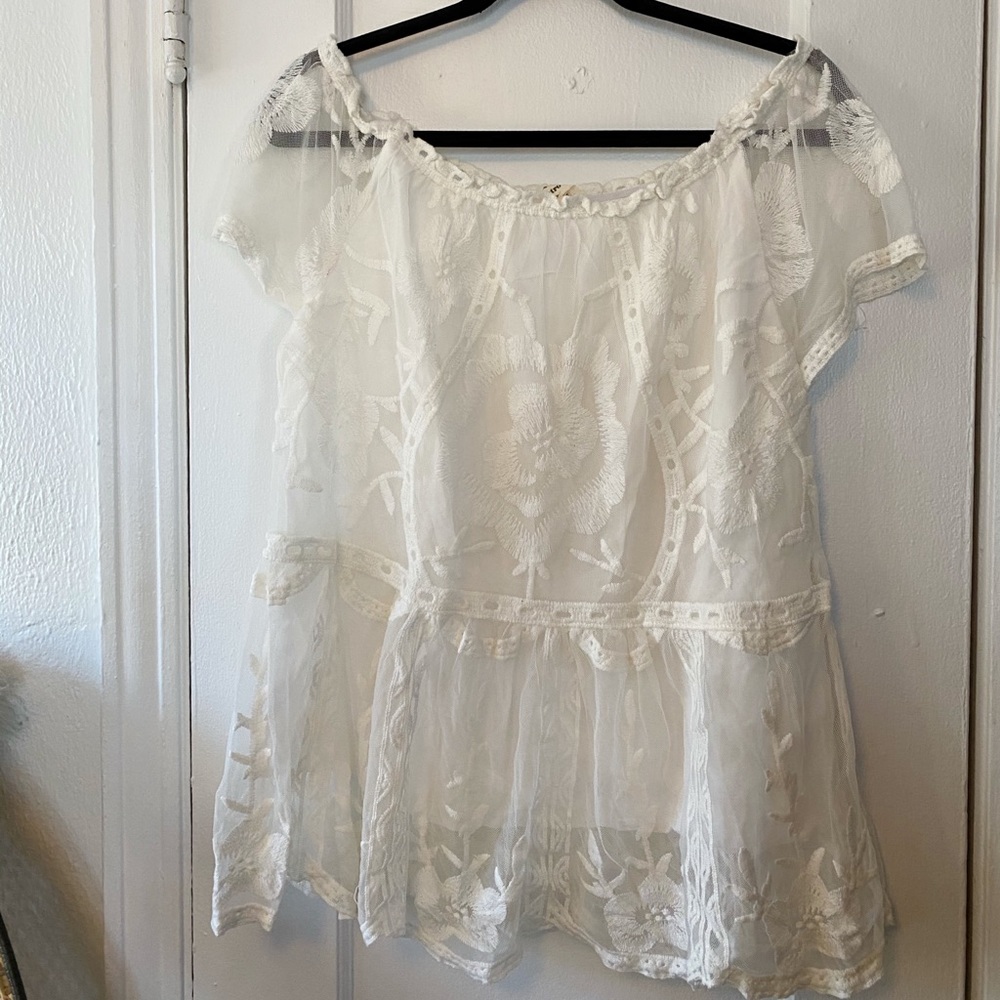 Embroidered Off The Shoulder Top